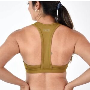 Fleo Nora Sports Bra Amber Green Large T-back Black Lining